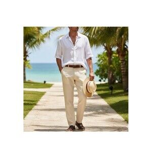 Bohio Cabana Wear Men’s Size 36x33.5 Light 100% Linen Pants Straight Leg